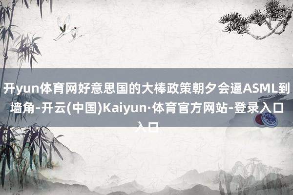 开yun体育网好意思国的大棒政策朝夕会逼ASML到墙角-开云(中国)Kaiyun·体育官方网站-登录入口